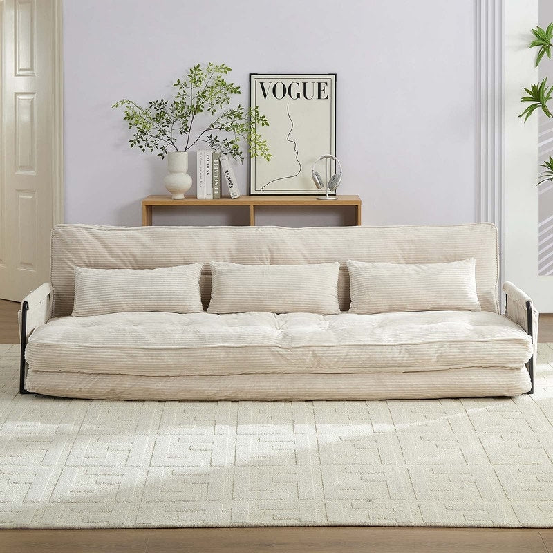 Mixoy, divano letto pieghevole multifunzionale con cuscini, schienale regolabile in 6 posizioni - 3+2+1