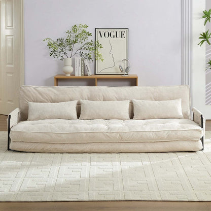 Mixoy, divano letto pieghevole multifunzionale con cuscini, schienale regolabile in 6 posizioni - 3+2+1