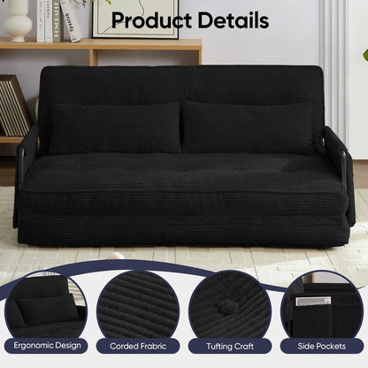 Divano letto pieghevole multifunzionale Mixoy, divano letto con cuscini, schienale regolabile in 6 posizioni