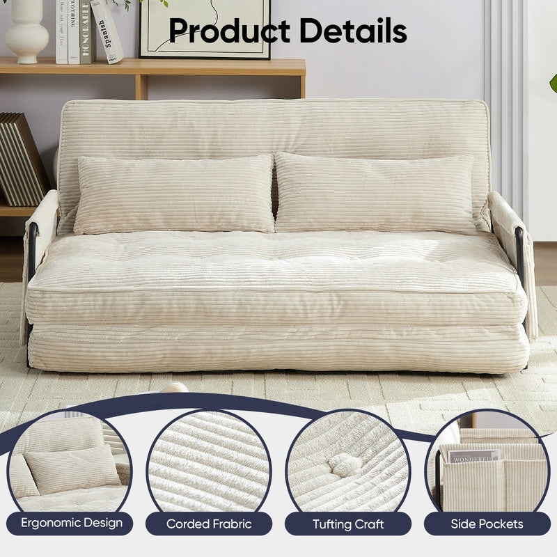 Divano letto pieghevole multifunzionale Mixoy, divano letto con cuscini, schienale regolabile in 6 posizioni