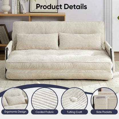Divano letto pieghevole multifunzionale Mixoy, divano letto con cuscini, schienale regolabile in 6 posizioni