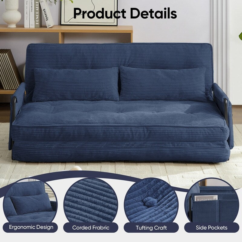 Divano letto pieghevole multifunzionale Mixoy, divano letto con cuscini, schienale regolabile in 6 posizioni