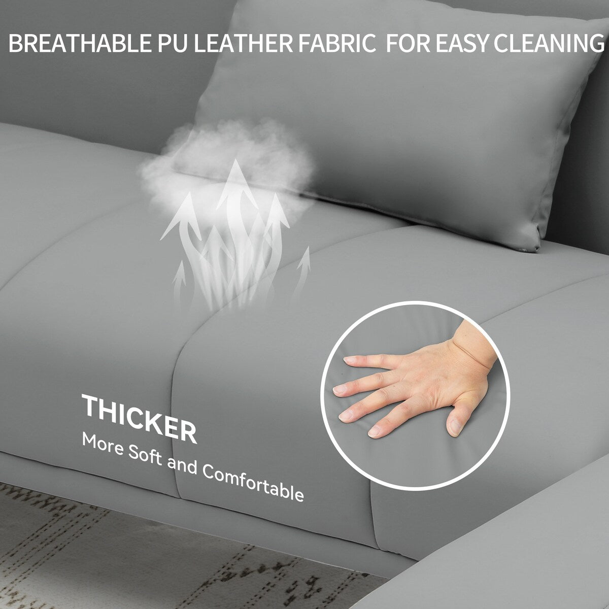 Divano componibile moderno a forma di U Moasis 106 PU - 106,3 L x 45,6 W x 26,7 H