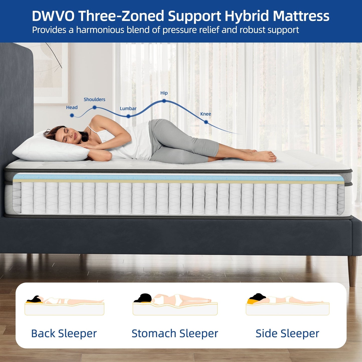 Materasso ibrido in memory foam Moasis 10 in una scatola con molle insacchettate