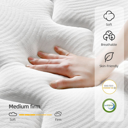 Materasso in memory foam ibrido Moasis da 12 pollici in una scatola con molle insacchettate