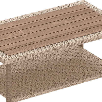 Set di mobili da giardino Moasis da 2 pezzi, divano a due posti in rattan e vimini con tavolino da caffè