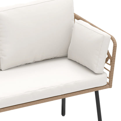 Set di mobili da giardino Moasis da 2 pezzi, divano a due posti in rattan e vimini con tavolino da caffè