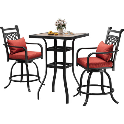 Set da pranzo girevole per esterni con sedie imbottite da 29 W, tavolo da patio