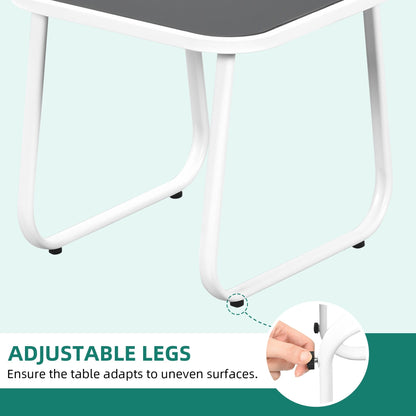 Set da bistrot con mobili da giardino a dondolo Moasis da 3 pezzi, sedie e tavolo in vetro