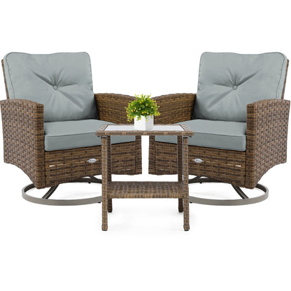 Sedia girevole da esterno in vimini Moasis da 3 pezzi - 3 pezzi