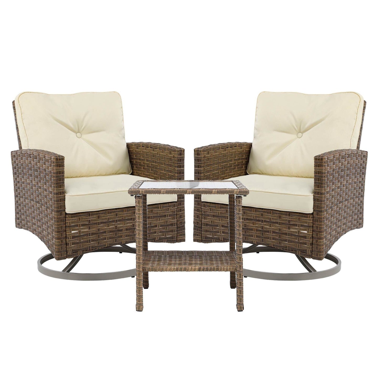 Sedia girevole da esterno in vimini Moasis da 3 pezzi - 3 pezzi