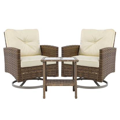 Sedia girevole da esterno in vimini Moasis da 3 pezzi - 3 pezzi