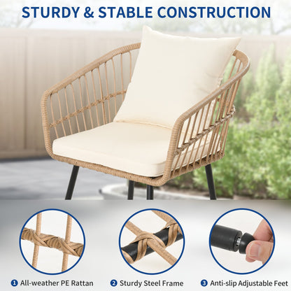 Set da bistrot per conversazione in vimini e rattan da esterno Moasis, 3 pezzi