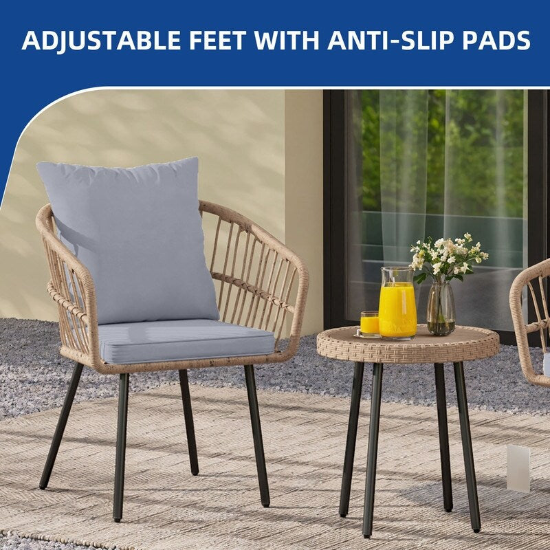 Set da bistrot per conversazione in vimini e rattan da esterno Moasis, 3 pezzi