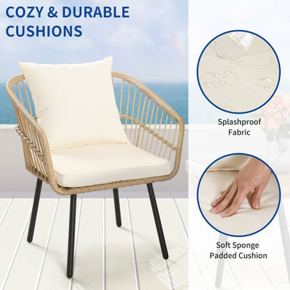 Set da bistrot per conversazione in vimini e rattan da esterno Moasis, 3 pezzi