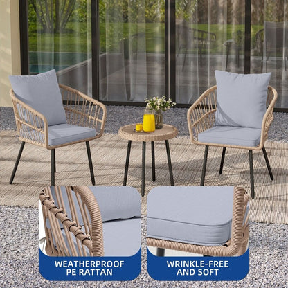 Set da bistrot per conversazione in vimini e rattan da esterno Moasis, 3 pezzi