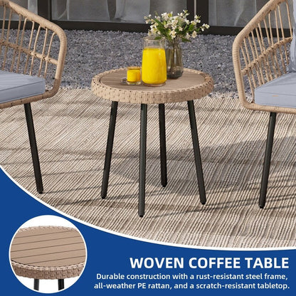 Set da bistrot per conversazione in vimini e rattan da esterno Moasis, 3 pezzi