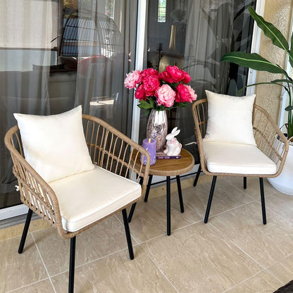 Set da bistrot per conversazione in vimini e rattan da esterno Moasis, 3 pezzi