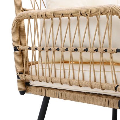 Set di mobili da giardino in vimini Moasis da 3 pezzi, divano componibile a L in rattan, staccabile con cuscini - 70,5 L x 48,4 W x 32,7 H