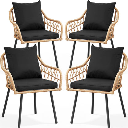 Set da bistrot da giardino Moasis per 4 persone, tavolo da pranzo in vimini