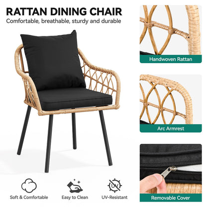 Set da bistrot da giardino Moasis per 4 persone, tavolo da pranzo in vimini