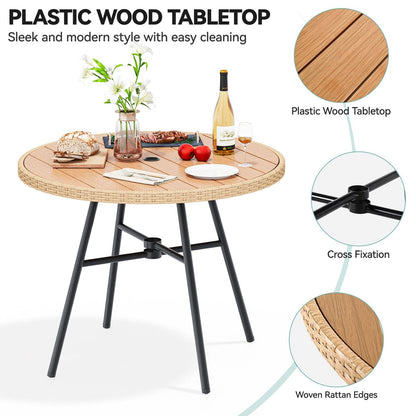 Set da bistrot da giardino Moasis per 4 persone, tavolo da pranzo in vimini