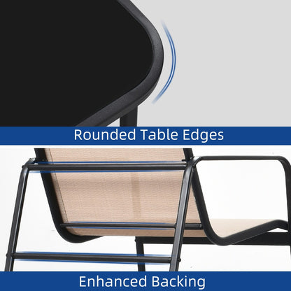 Set da conversazione per patio esterno Moasis da 4 pezzi con sedie a dondolo da bistrot, divanetto e tavolo in vetro