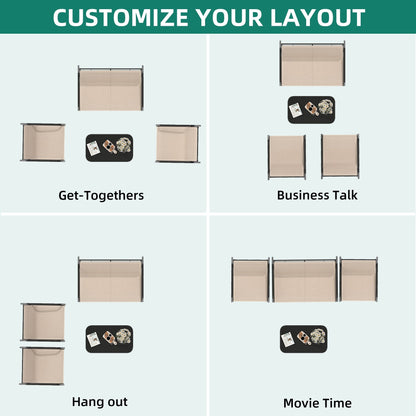 Set da conversazione Moasis Textline da esterno, 4 pezzi, con tavolo in vetro