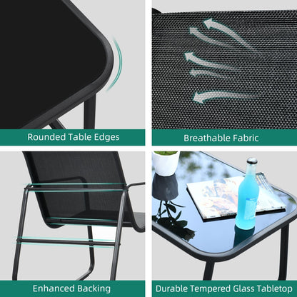 Set da conversazione Moasis Textline da esterno, 4 pezzi, con tavolo in vetro