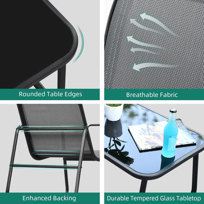 Set da conversazione Moasis Textline da esterno, 4 pezzi, con tavolo in vetro