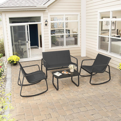 Set da conversazione Moasis Textline da esterno, 4 pezzi, con tavolo in vetro