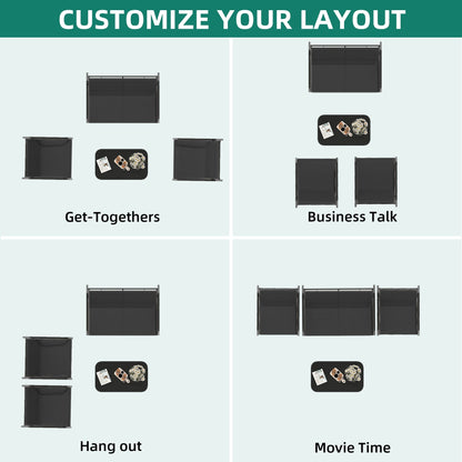 Set da conversazione Moasis Textline da esterno, 4 pezzi, con tavolo in vetro