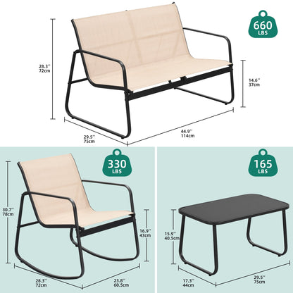 Set da conversazione Moasis Textline da esterno, 4 pezzi, con tavolo in vetro