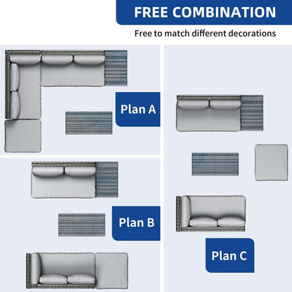 Set da conversazione per patio Moasis da 4 pezzi, divano componibile a L in rattan PE con tavolino e cuscini