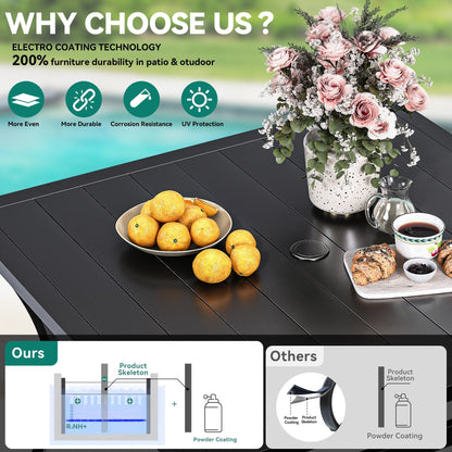 Set da pranzo per esterni 5/7/9 pezzi con sedie girevoli in textilene da 28 W, tavolo