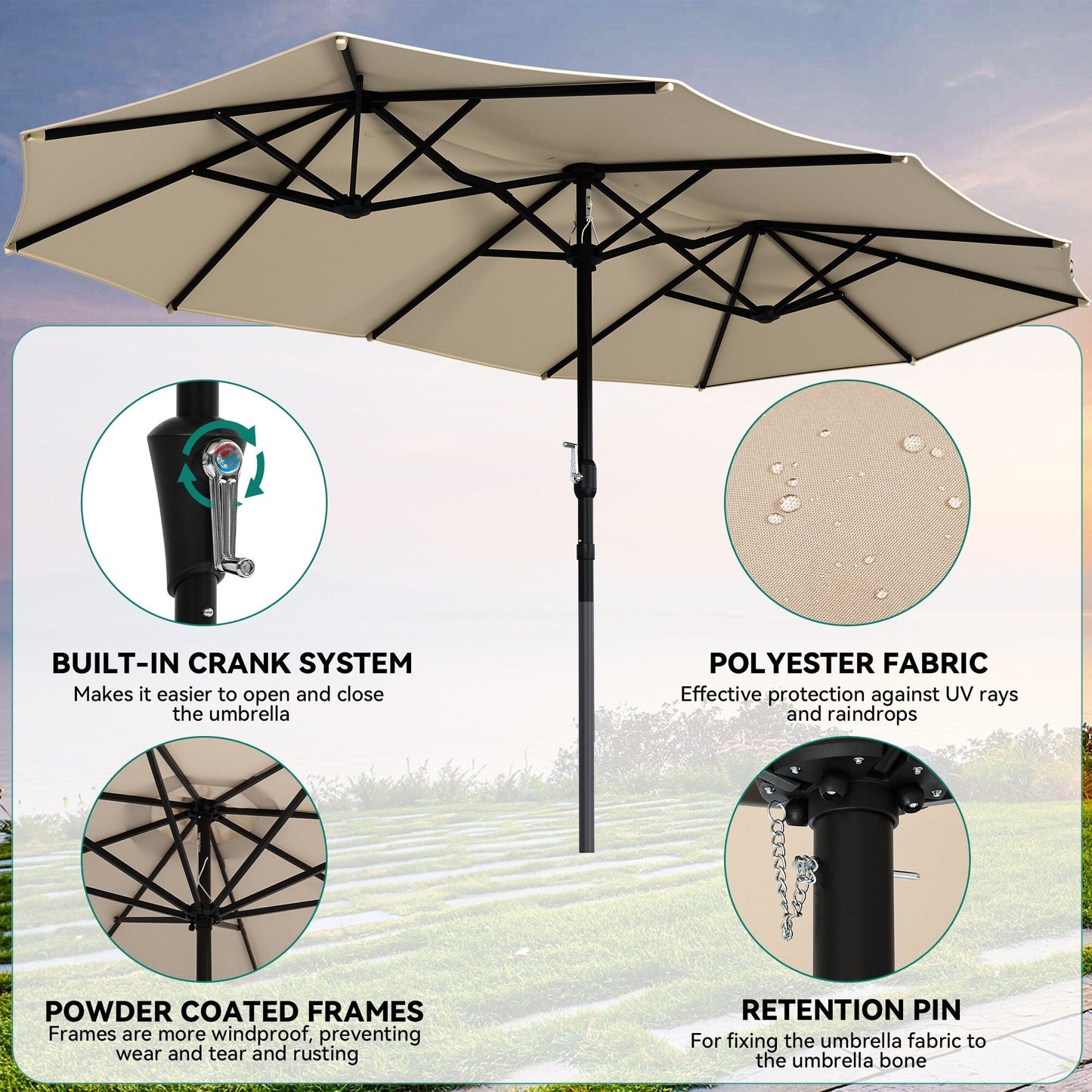 Set da pranzo per esterni 5/7/9 pezzi con sedie girevoli in textilene da 28 W, tavolo