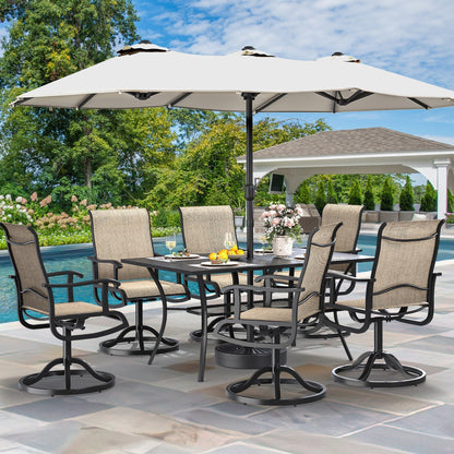 Set da pranzo per esterni 5/7/9 pezzi con sedie girevoli in textilene da 28 W, tavolo