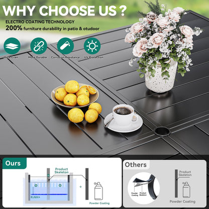 Set da pranzo per esterni 5/7/9 pezzi con sedie girevoli in textilene da 28 W, tavolo