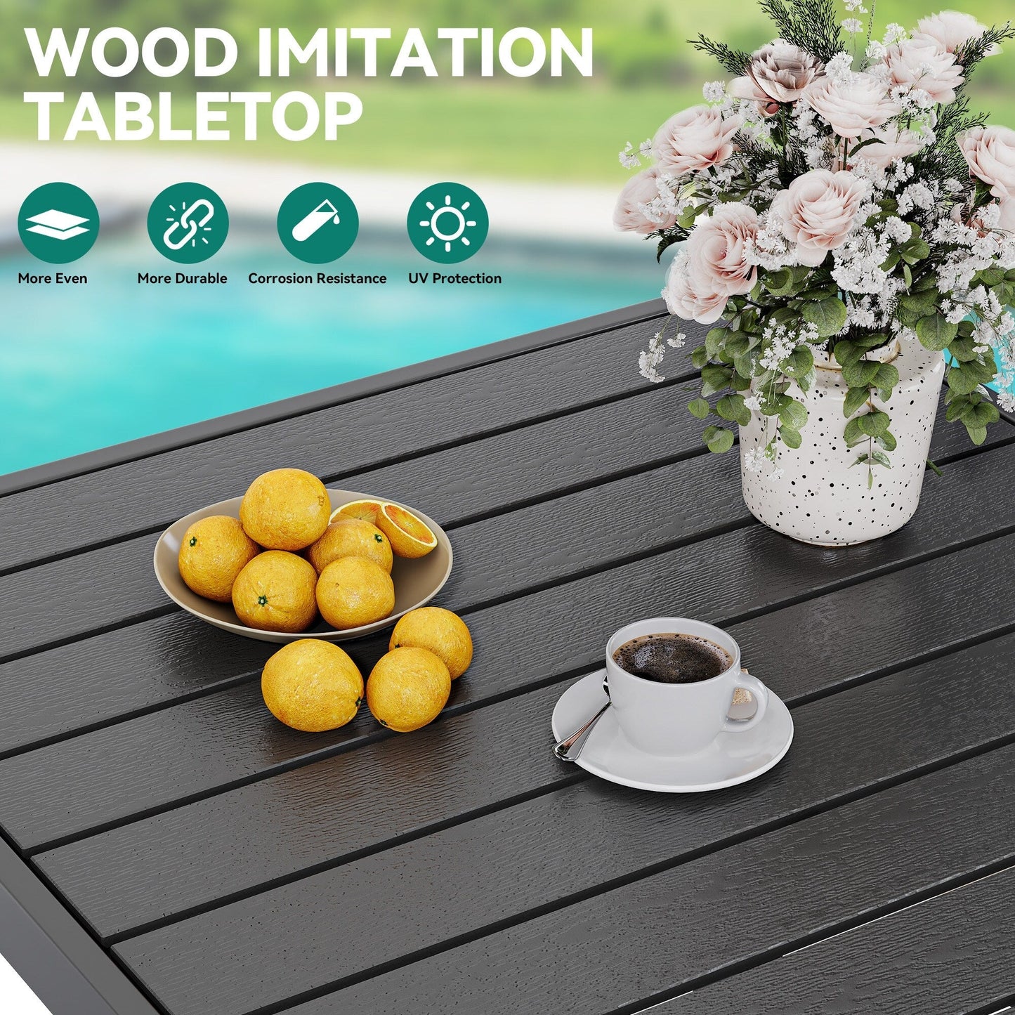 Set da pranzo per esterni 5/7/9 pezzi con sedie girevoli in textilene da 28 W, tavolo