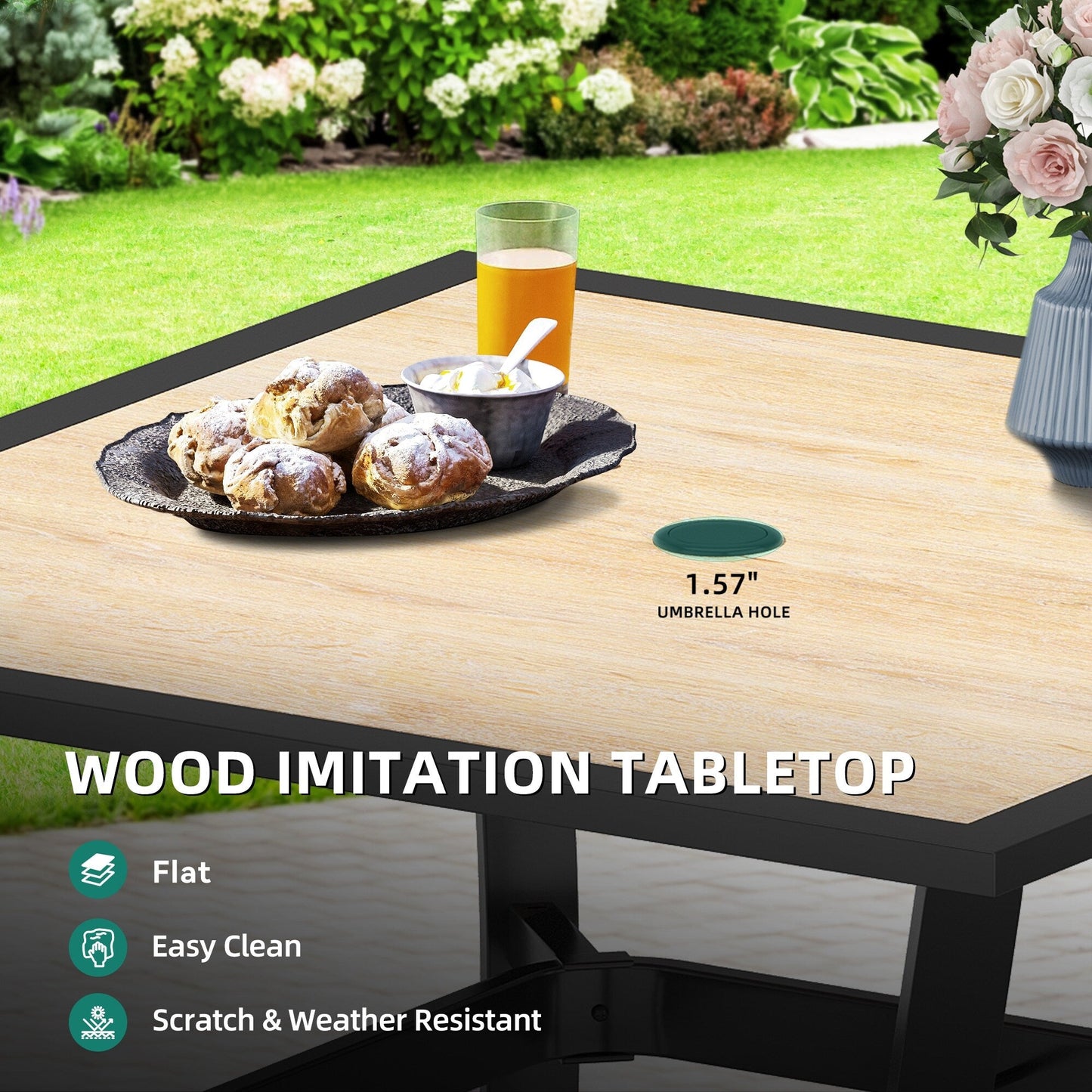 Set da pranzo per esterni 5/7/9 pezzi con sedie girevoli in textilene da 28 W, tavolo