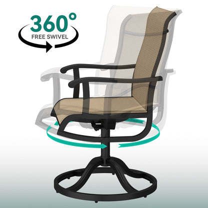 Set da pranzo per esterni 5/7/9 pezzi con sedie girevoli in textilene da 28 W, tavolo