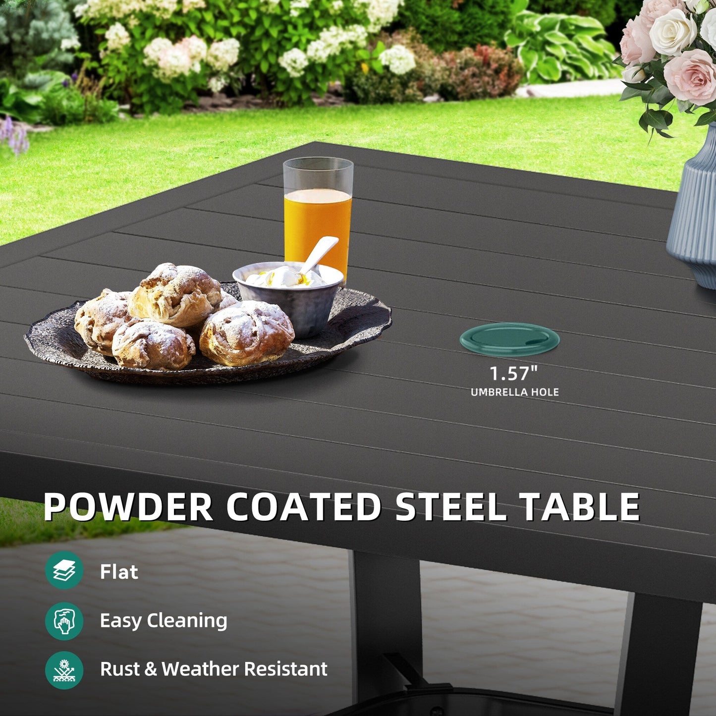 Set da pranzo per esterni 5/7/9 pezzi con sedie girevoli in textilene da 28 W, tavolo