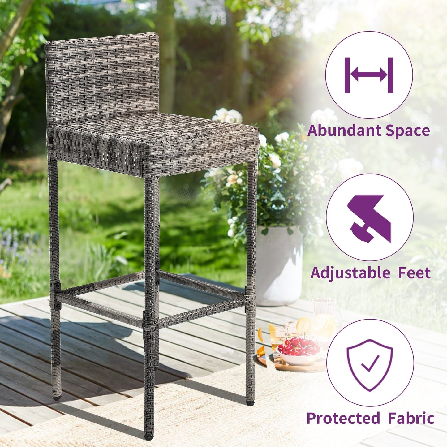 Set da bar in vimini per mobili da esterno Moasis da 5 pezzi - 5 pezzi