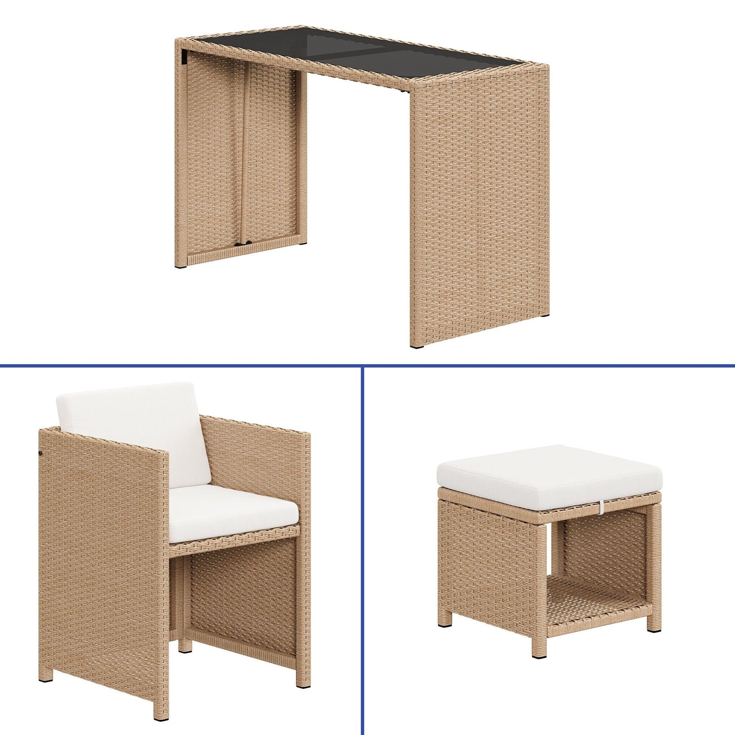 Set da bar in vimini per mobili da esterno Moasis da 5 pezzi - 5 pezzi