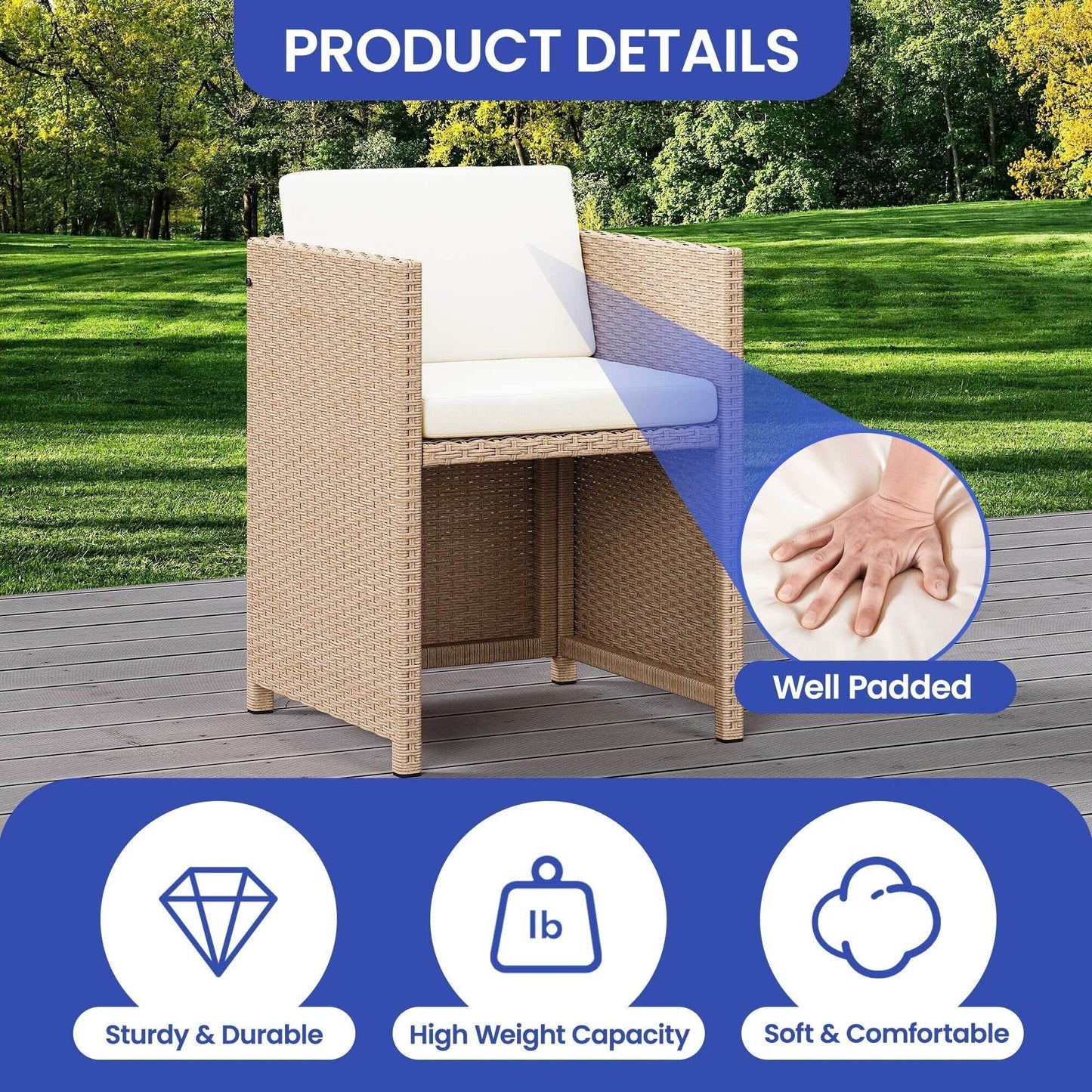 Set da bar in vimini per mobili da esterno Moasis da 5 pezzi - 5 pezzi