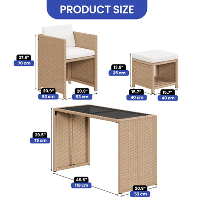 Set da bar in vimini per mobili da esterno Moasis da 5 pezzi - 5 pezzi