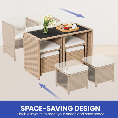 Set da bar in vimini per mobili da esterno Moasis da 5 pezzi - 5 pezzi