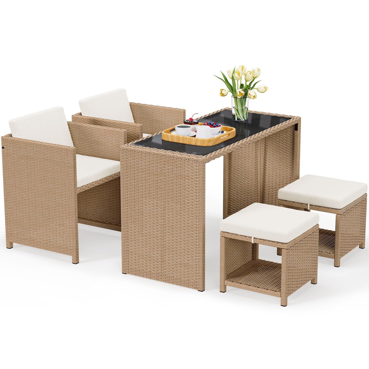 Set da bar in vimini per mobili da esterno Moasis da 5 pezzi - 5 pezzi