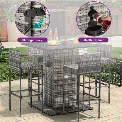 Set da bar in vimini per mobili da esterno Moasis da 5 pezzi - 5 pezzi