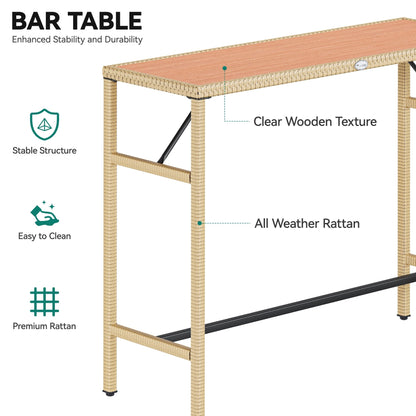 Set di 5 tavoli da bar per esterni Moasis, set di mobili da bistrot per esterni in vimini e altezza bar per esterni